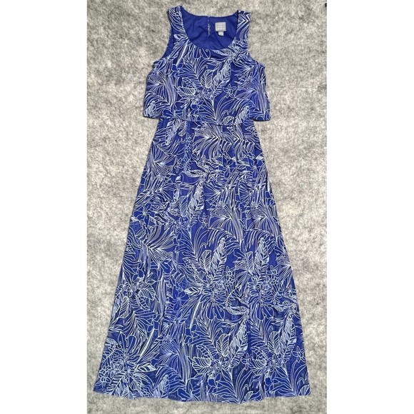 Rabbit Rabbit Rabbit Designs Sheer Maxi Dress Women’s 8 Blue Long Floral Lined - Picture 1 of 17
